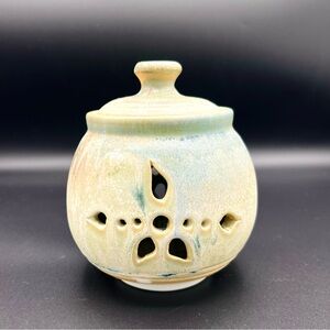 Garlic keeper, jar, container, signed pottery